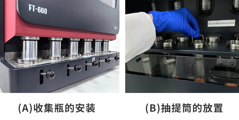 圖4.收集瓶和抽提筒的安裝/放置